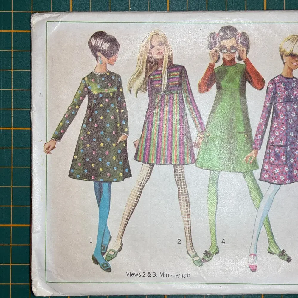 Vtg 1967 Simplicity 7300 Mod Dress Jumper Sewing Pattern Size 12 Bust 32 FF